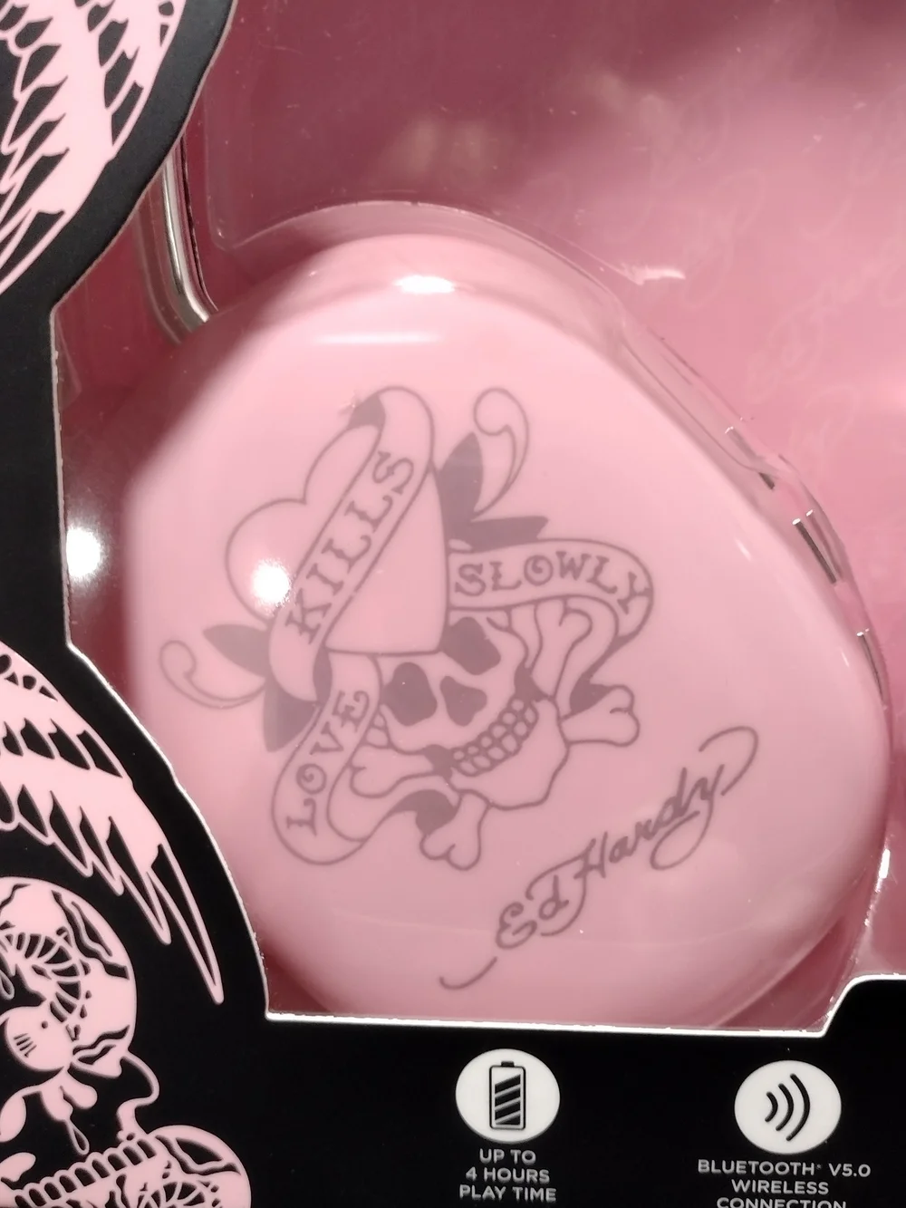 Ed Hardy Pink Wireless Headphones - Bluetooth Over-Ear